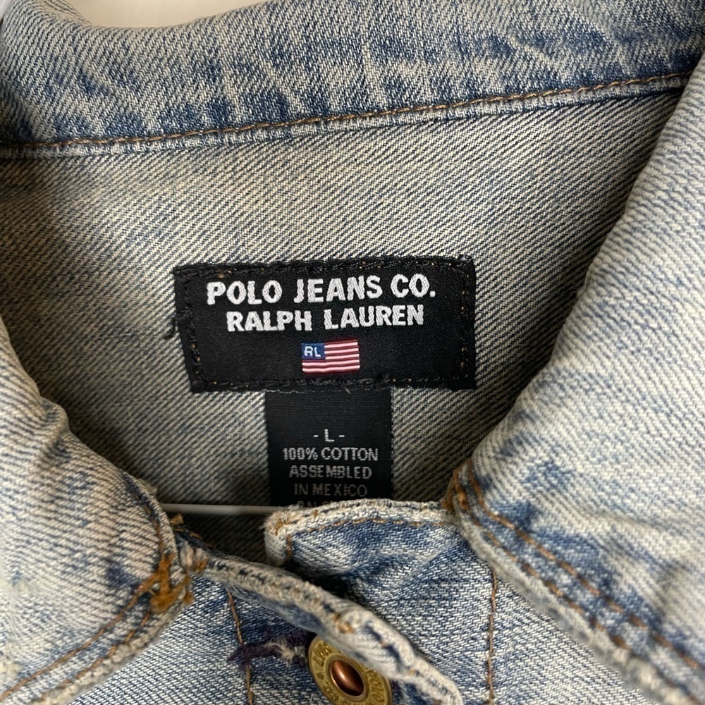Ralph Lauren Polo Jeans Co. Women’s distressed Denim Jacket Size Large‌‌‌‌‍‍‍‍‍‍ - Picture 3 of 8